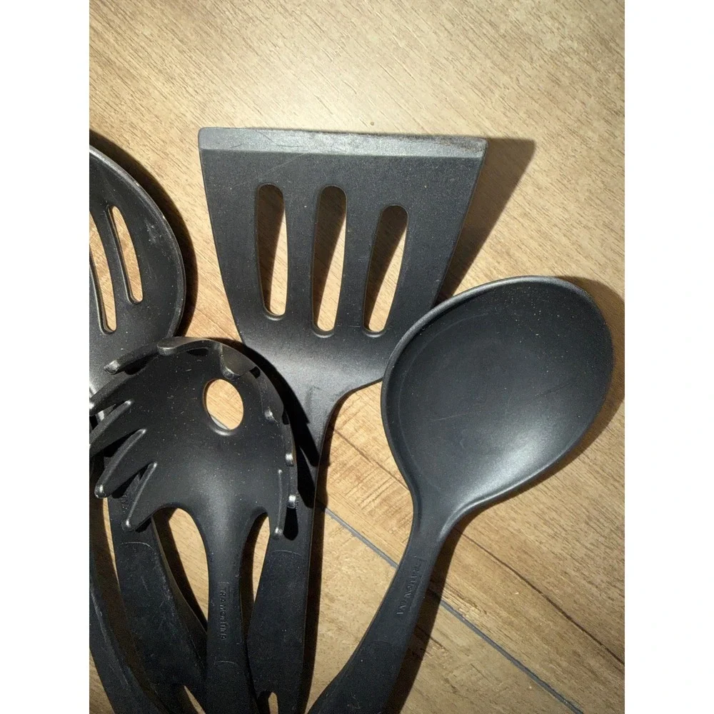 Tramontina 5 Piece Kitchen Utensil Set Black Nylon Heat Resistant Non-Stick Tool